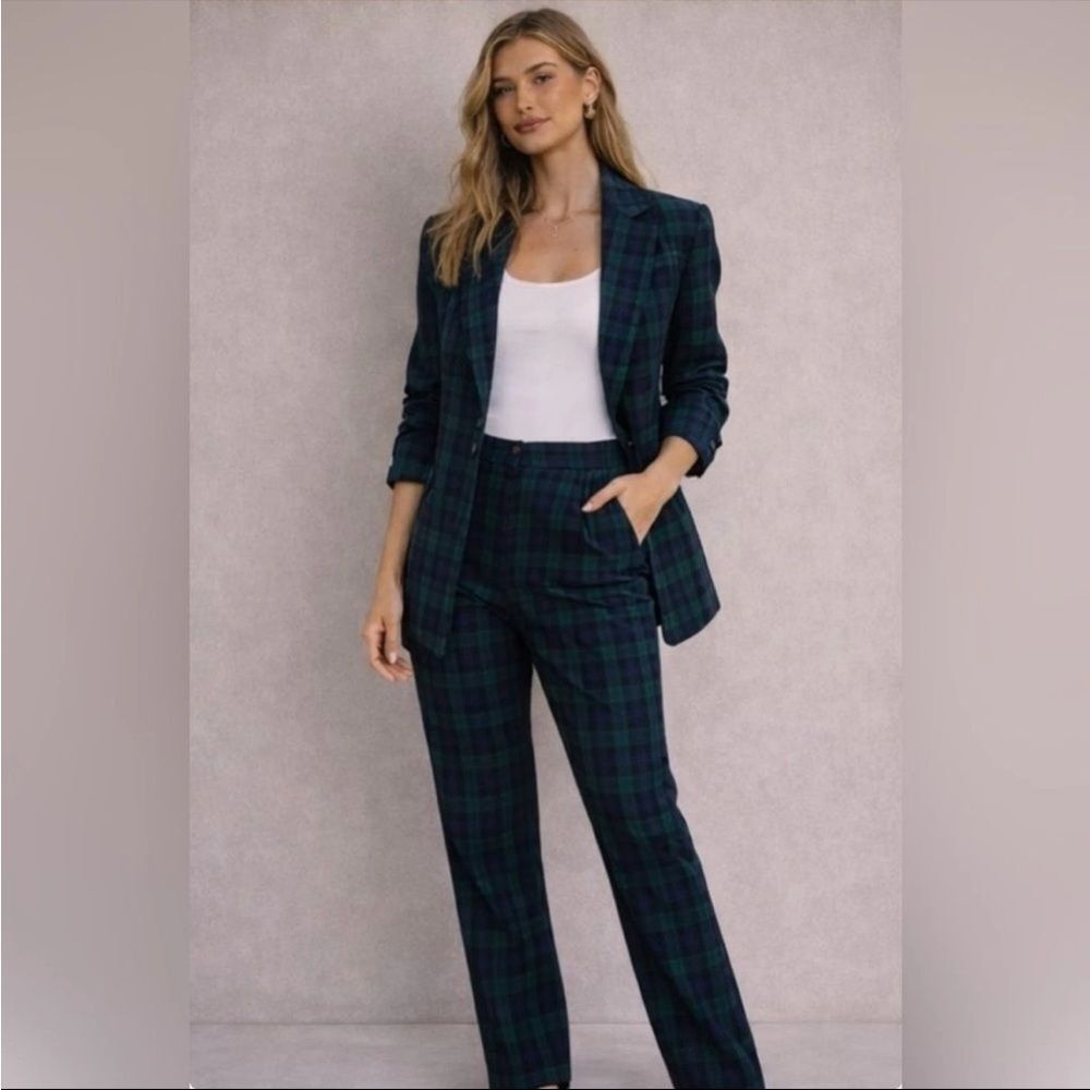 NWT Vintage High Rise Pleated Waist Plaid Wool Pants RARE DEADSTOCK 4